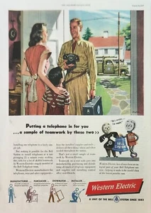 1947 Western elektrisches Klingeltelefon Vintage Werbung Teamwork von diesen beiden - Bild 1 von 1