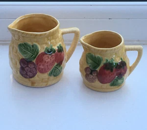 Vintage Pair of Measuring cups. Yellow Ceramic - Picture 1 of 12