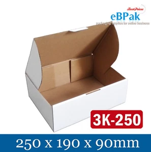 100x Mailing Box 250 x 190 x 90mm Diecut White for 3kg Large Satchel B13 - Picture 1 of 12