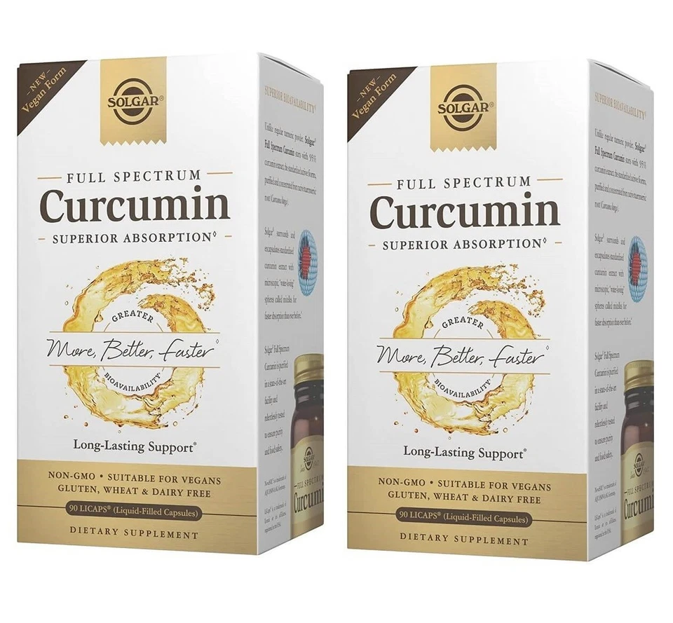2 frascos de extrato líquido de curcumina Solgar espectro total (90 licápsulas) - Imagem 1 de 4