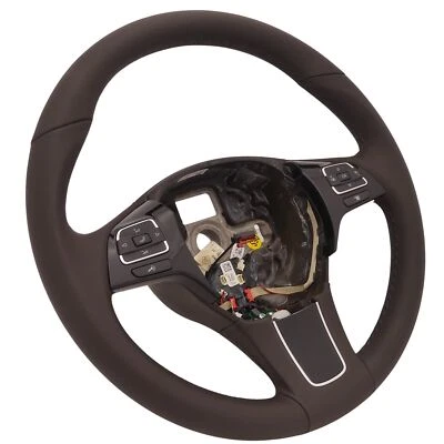 Leather Steering Wheel Heated Multifunction Vibration VW Touareg 7P Braun - Image 1 of 4