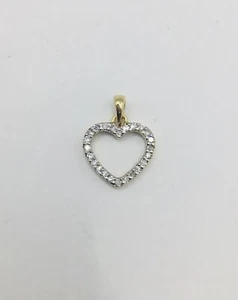 14K Yellow Gold Heart Pendant, 0.1ctw Diamonds Valentine’s Day Gift For Her 0.5g - Picture 1 of 8