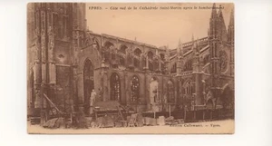 Carte postale YPRES Belgique Cathédrale Saint Martin après le bombardement - Photo 1/1