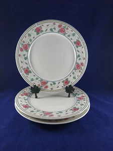 SANGO ROSEBUD 8809 STONEWARE 3 DINNER PLATES 10 1/2" DIAMETER. MADE IN CHINA - Picture 1 of 6