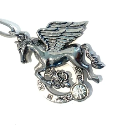 Collar 32" Caballo Alado Pegaso Volador con Cristal Acero Inoxidable Colgante Foto 1 de 3