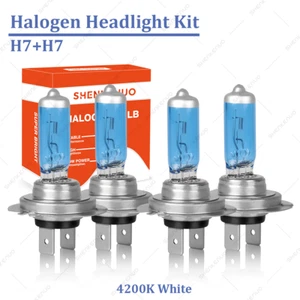 H7+H7 White 4X Halogen Hi/Lo Beam Headlight Bulbs For BMW E90 F30 328i 330i 335i - Picture 1 of 11