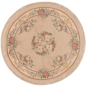 Chine Ø : 204 Cm Tapis Oriental Fait Main, Beige Rond - Picture 1 of 9