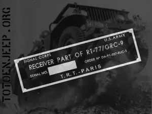 PLATE PLAQUETTE PLAQUE POSTE RADIO GRC9 RT77 RECEPTEUR PARIS jeep willys us ww2 - Imagen 1 de 1