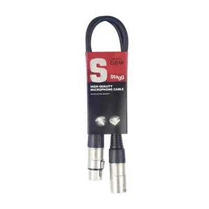 Stagg 60cm 2ft XLR Male to XLR Female Microphone Cable Instrument Cable Black - Picture 1 of 2