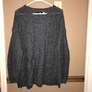 BDG Fall For cable Knit Speckled Crew Neck Sweater elbow patches Grey Large - Picture 1 of 6