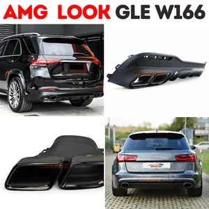 DIFFUSORE TUNING AMG LOOK + TERMINALI NERI per MERCEDES GLE SUV W166 2015-2018 - Foto 1 di 13