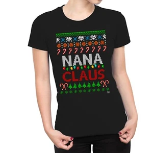 1 T-Shirt Damen Weihnachtsmuster - Nana Claus Oma - Bild 1 von 5