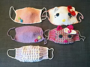 Face mask reusable Face Covering HandKnitted 100%cotton HelloKitty for children - Picture 1 of 6