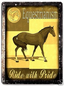 Equestrian Metal Sign Horse pony rodeo ranch farm vintage style wall decor 222 - Picture 1 of 1