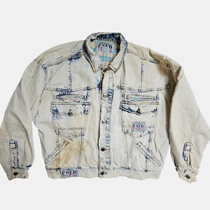 Get Used By Elie Denim Jean Vintage Jacket L Cotton Acid Wash Hip Hop 80s 90s - Picture 1 of 10