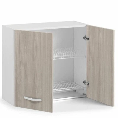 Mobile Pensile per Cucina Componibile Scolapiatti 2 Ante 2 Ripiani Olmo Moderno - Immagine 1 di 3