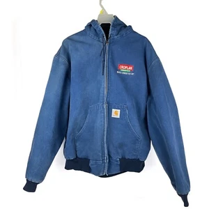 Chaqueta de Colección CARHARTT Hombre Pato Azul Lona Envejecida 2XL Forrada con Capucha Lavada EE. UU. - Imagen 1 de 9