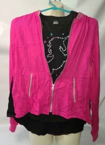 Girls size 14/16 Pink & Black Anorak Zip Up Jacket and tshirt NEW! - Picture 1 of 3
