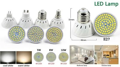 Led Bulb GU10 E27 E14 MR16 5W 8W 10W Grow White 240V SMD  light Cool/Warm - Image 1 of 4