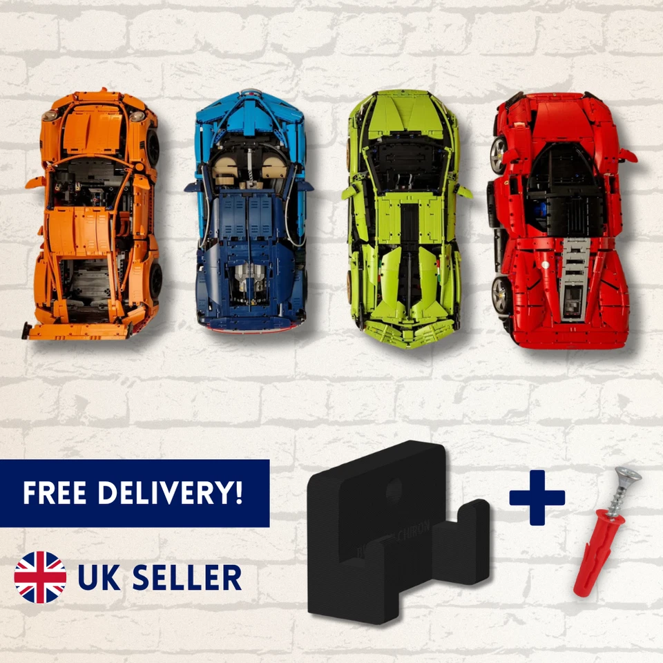Vertical Wall Mount Bracket for LEGO Ford Ferrari Lamborghini Porsche Bugatti F1 - Image 1 of 2
