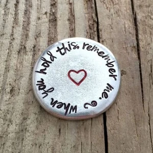 Stainless Steel Heartfelt Pewter Pocket Tokens Round Pocket Token - Picture 1 of 16