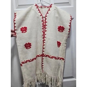 Vintage Embroidered Vest Gilet Cream Red Tapestry Ethnic Folk Size Mens Boho M - Picture 1 of 24