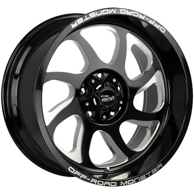 Off-Road Monster M22 22x12 6x5.5" -44mm Black/Milled Wheel Rim 22" Inch - Image 1 of 4