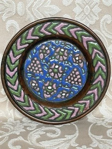 19th century Middle Eastern Islamic ENAMELED COPPER DISH - Bild 1 von 13