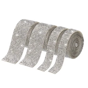 4 Roll 4 Yard 13.5/27mm Self Adhesive Crystal Ribbon White - Picture 1 of 5