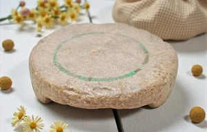 Antique Sand Stone Round Saffron Grinding Plate Original Old Hand Carved - Picture 1 of 6