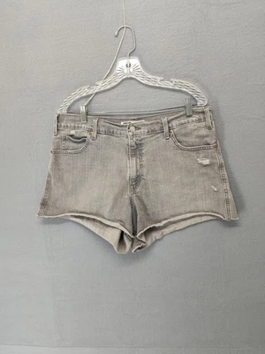 Pantalones cortos de tiro alto Levi Strauss para mujer 12 grises Heritage Signature denim desgastado Foto 1 de 4