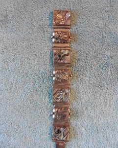Vintage mexikanisches Sterlingsilber und Perlmutt Abalone Muschel Armband - Bild 1 von 7