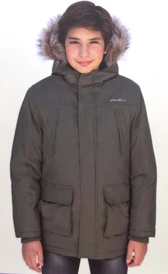 全新带标签 149 美元 Eddie Bauer 重量级羽绒派克大衣带人造毛皮罩儿童 XS 5/6 儿童 — 第 1/4 张图片