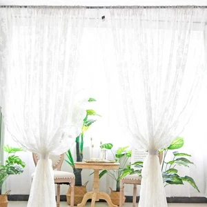 Curtains Living Room 1 Pcs Bedroom Tulle Sheer White Window Curtains Lace - Picture 1 of 10