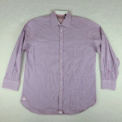 Thomas Pink Shirt Mens 16.5 - 35 Blue Red The Twin Collection Dress Button Up - Image 1 of 4