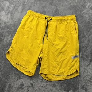 Legends Luka Shorts Mens L Yellow Athletic Running Lined Drawstring Zip Pocket - Picture 1 of 10