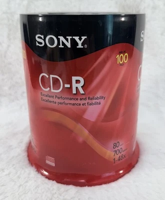 Sony CD-R 700MB Storage Media Discs-80min-Pack of 100 Blank CDs Factory Sealed! - Image 1 of 4
