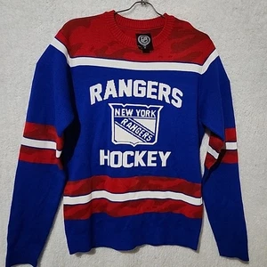 New York Rangers Hockey Men M NHL Pullover Red Blue White Long Sleeve Sweater - Picture 1 of 4