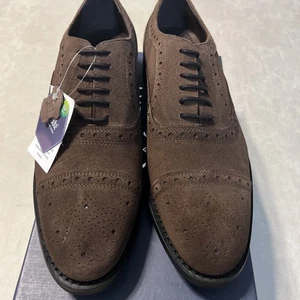 Anthony Veer Mens Ford Quarter Brogue Oxford Suede Leather Dress Shoes Size 11D - Picture 1 of 8