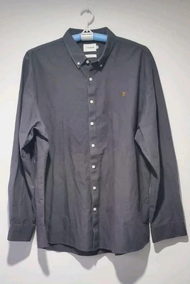 Farah Brewer Shirt Button Down, Slim Fit. Oxford Men's 3XL. Color: Dark Gray. - Image 1 of 4