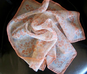vtg VERA NEUMAN Ladybug Signature Watercolor Floral Chiffon Scarf - 21" Square - Picture 1 of 5