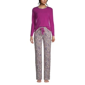 New Lands' End Women's Cotton Jersey Knit Pajamas Set T-Shirt and Pants size XXS - Picture 1 of 5