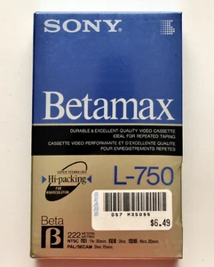 Blank Betamax Tape Sony L-750 USA made SEALED - Foto 1 di 3