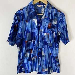 Vintage Capri West Townline 70s Men L Disco Psychedelic Polyester Button Shirt - Picture 1 of 7