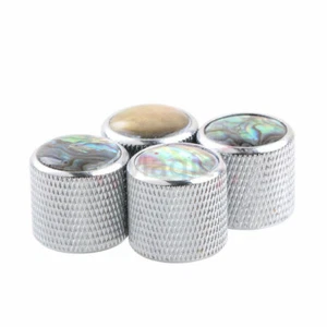 4PCS Guitar Bass Metal Dome Control knob abalone inlay volume tone knobs Chrome - Picture 1 of 6
