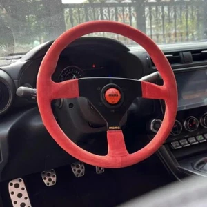 MOMO classic 350mm 14' Red Suede Leather Sport Steering Wheel thicked spoke - Picture 1 of 5