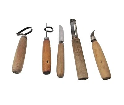 5 Antique Vintage Pie Tools, Peelers , Clay Tools  Wood & Metal #US10-6 - Image 1 of 4