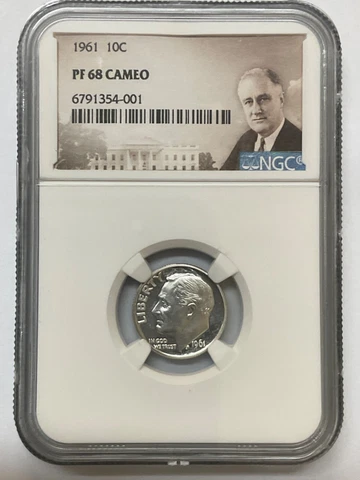 1961 ROOSEVELT DIME 10C NGC PF 68 CAMEO Cover