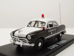 Ford Policía Cleveland Ohio 1949 Negro Coche a Escala Blanco 1:43 Greenlight - Imagen 1 de 9