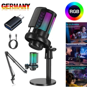 Gaming Microphone PC with Arm USB Microphone for MAC PS4 PS5 Pop Filter Podcast USB - Picture 1 of 25